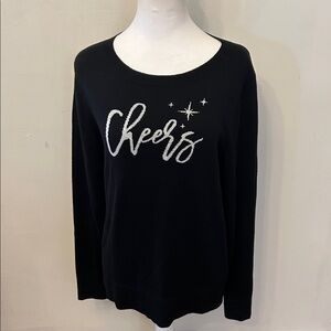 Talbots black lightweight “Cheers” long sleeve sweater Size M EUC